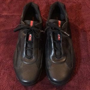 Prada America’s Cup Sneakers Black Leather Size 14
